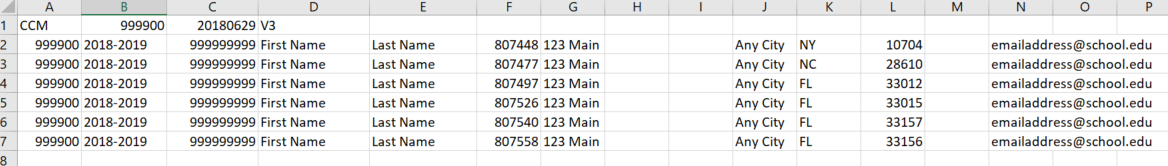CCM Header Row and File Image