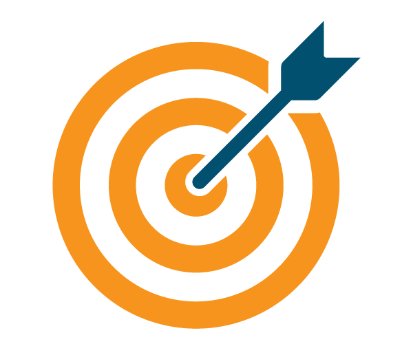 An illustration of a bullseye with an arrow hitting the center.