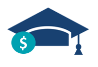Graduation Cap Teal Dollar Sign