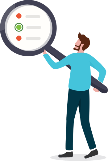 An illustration of a man holding a giant magnifying glass
