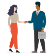 Two co-workers handshaking
