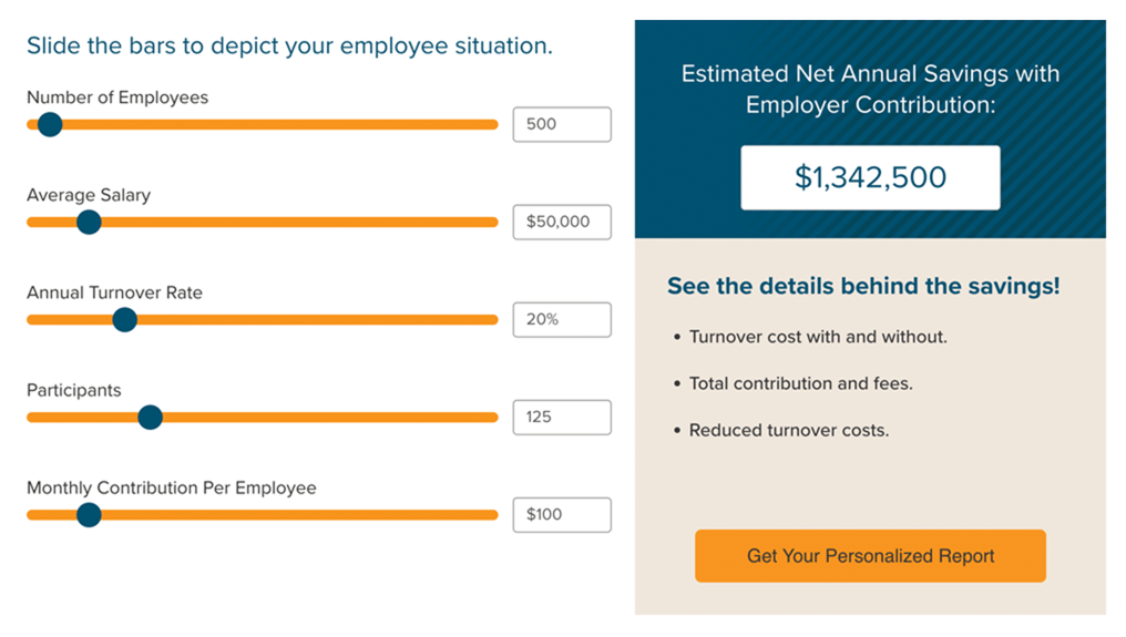 ROI calculator screen shot