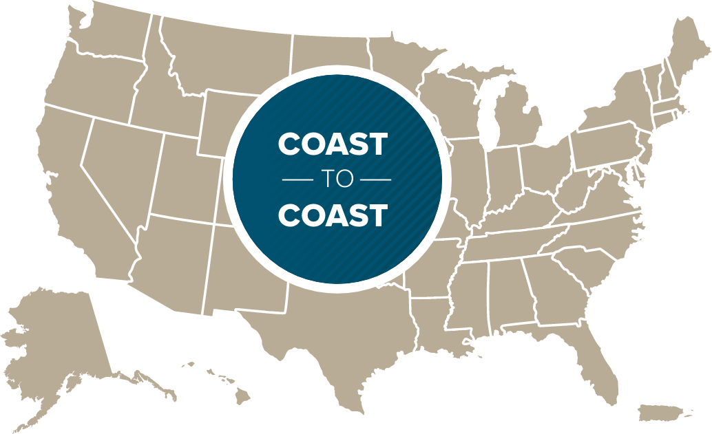 Coast To Coast map of the United States