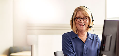 Woman with headset providing support